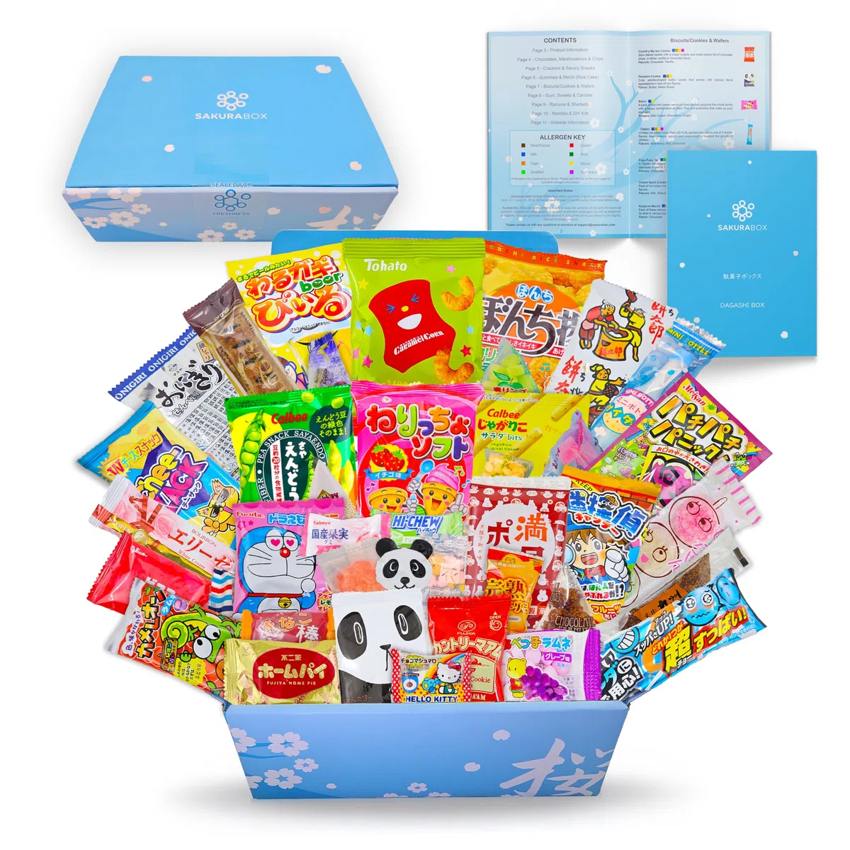 Assortiment de boîtes de bonbons japonaises et brochure anglaise 40 collations et bonbons Dagashi, gomme, bonbons gélifiés, ramune